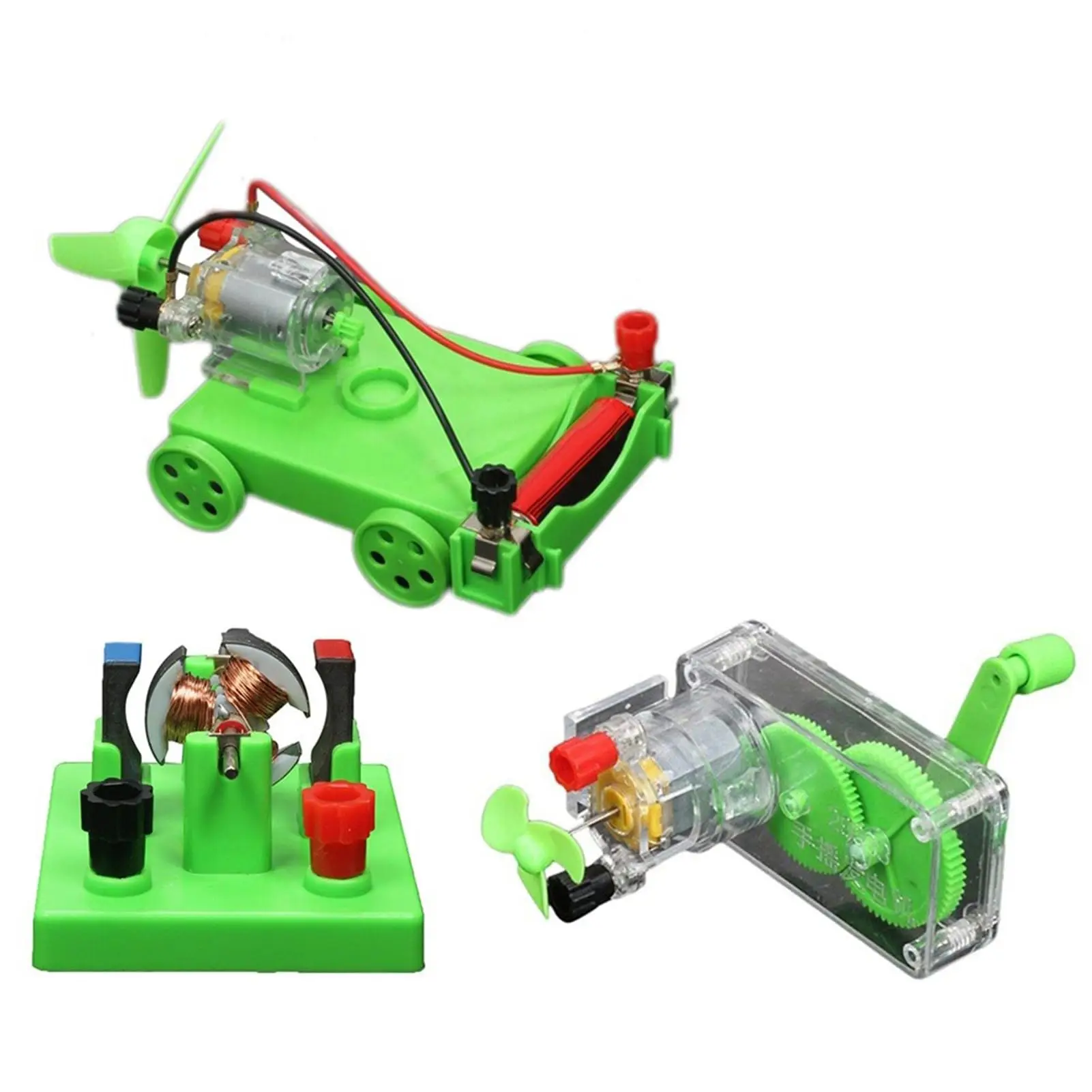 Physics Science Lab Learning Circuit kit, Electricity Experiment Set,DIY DC Electrical Motor Model Wind Powered Carts Building C