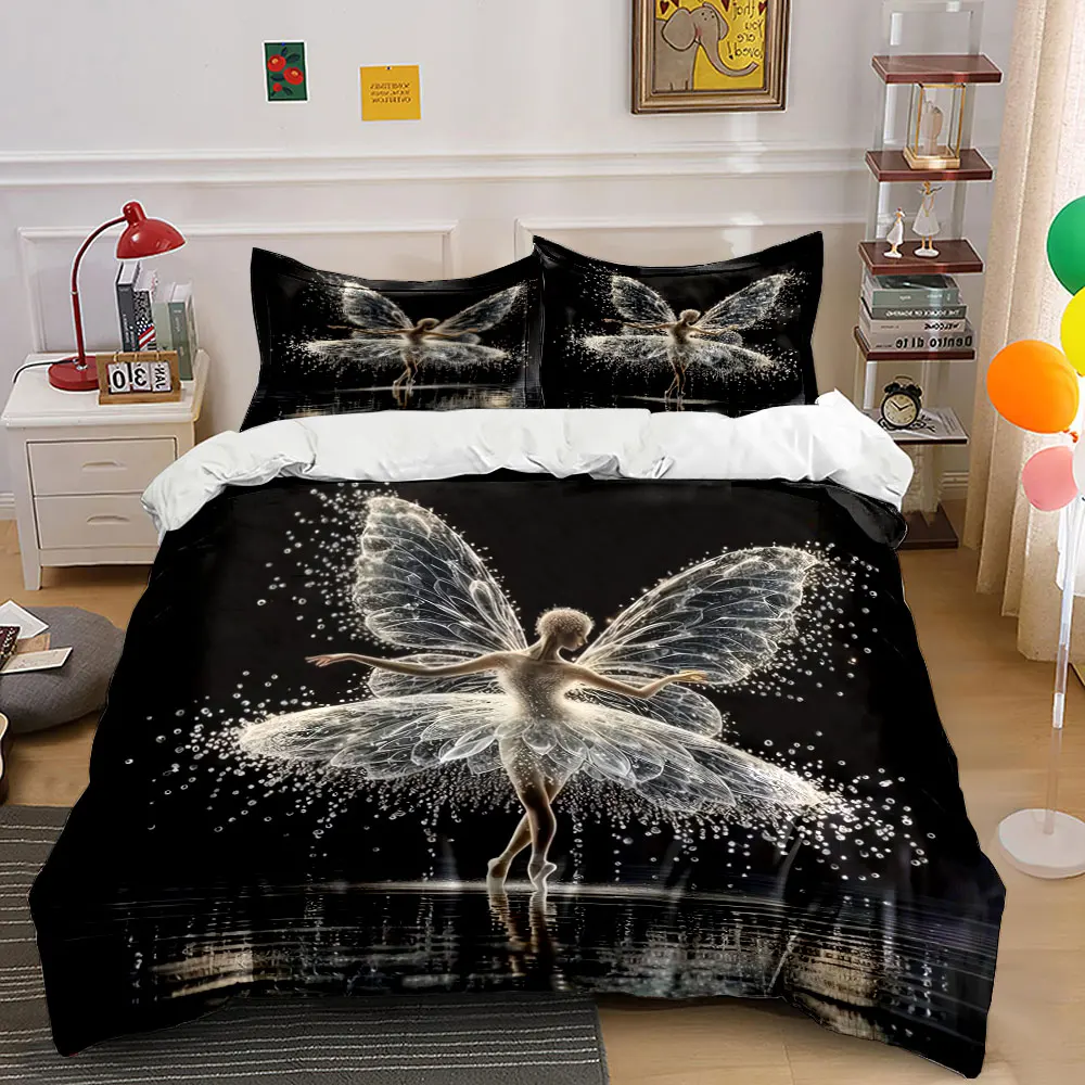 Elegant Fairy Design Three-Piece Set Multiple sizes kid's and adults' bedroom Exquisite 3PC bedding set, gift