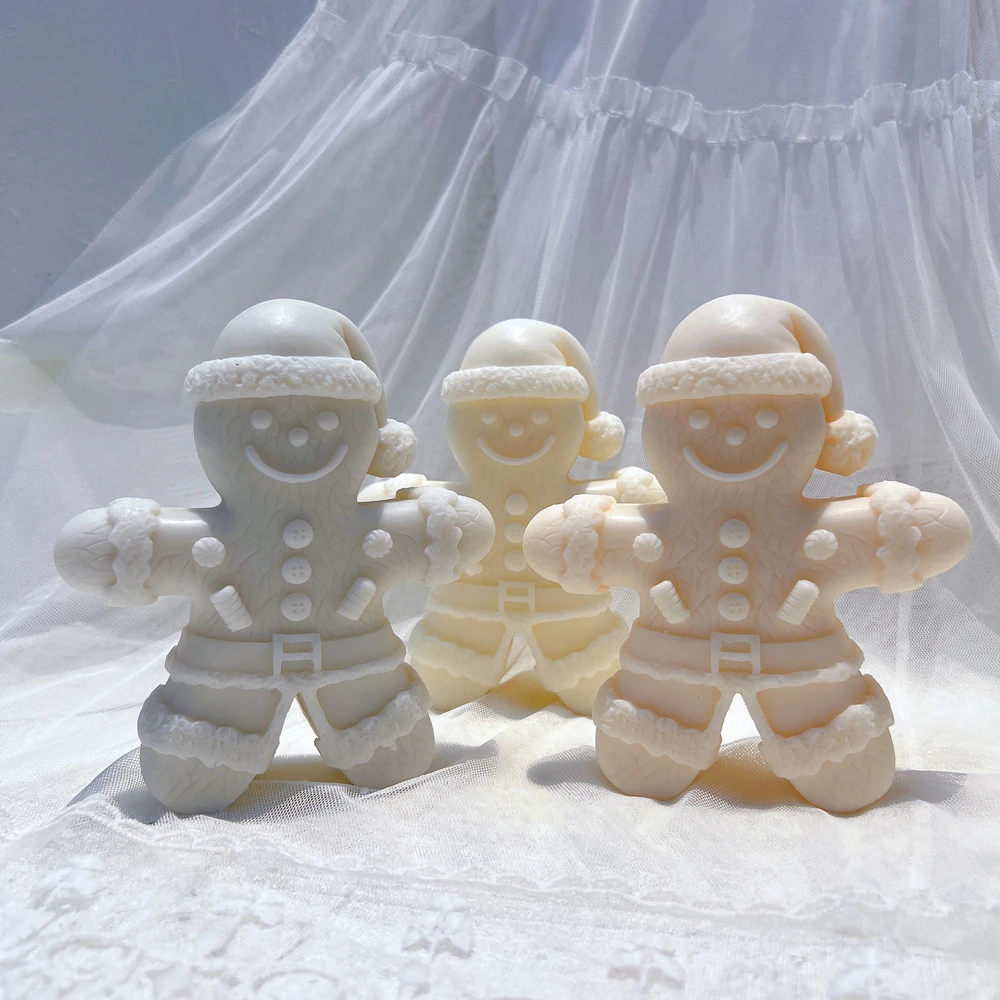 

3D Gingerbread Man Silicone Candle Mold Christmas Silicone Molds Shaped With Gingerbread Man for Soy Wax Soap Xmas Decor