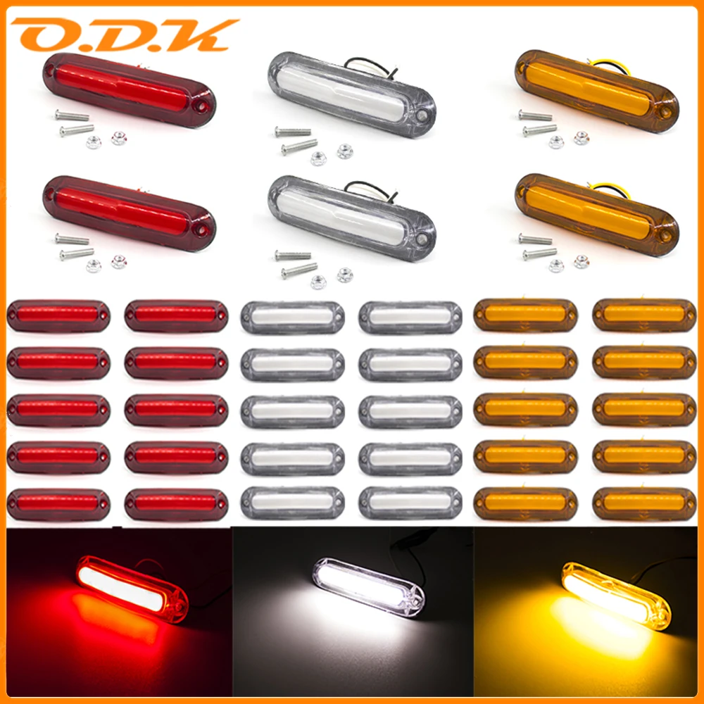 10pcs 12V 24V 6 LED Side Marker Lights Car External Lamp Indicator Warning Rear Tail Light Trailer Lorry Truck Auto Accessories