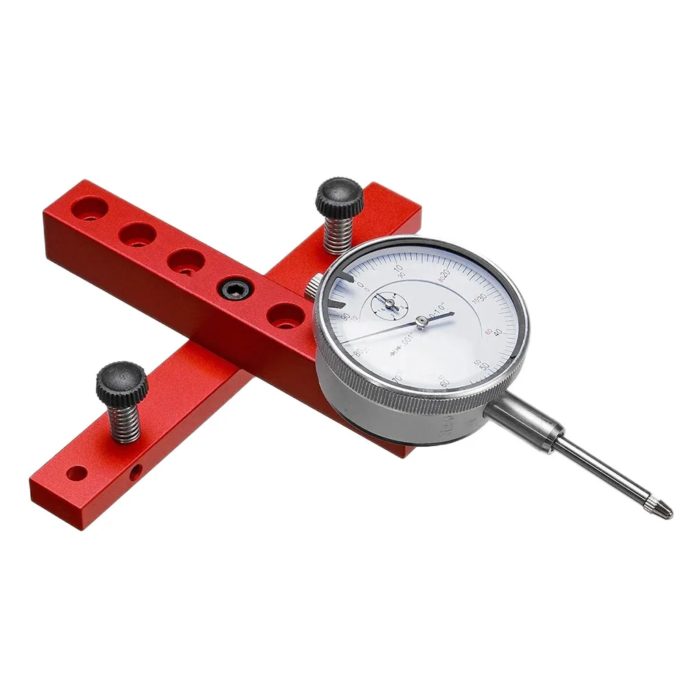 Red Aluminium Alloy Table Saw For Dial Indicator Gauge Corrector Kit 0.01in Accuracy Adjustable Calibrating Tool For Workshop Ma