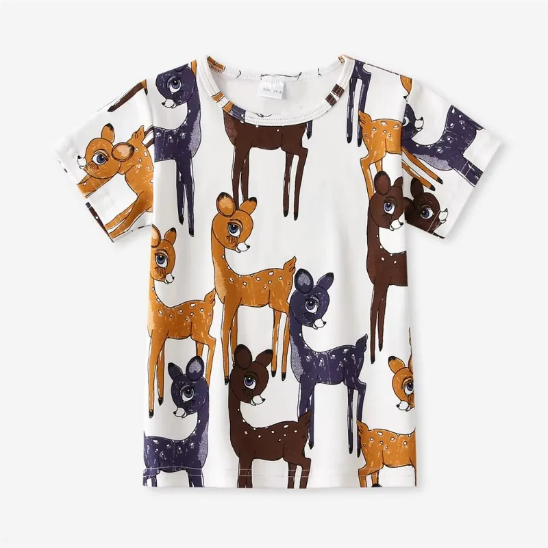 

Летние футболки для маленьких мальчиков и девочек, хлопковая футболка с короткими рукавами и принтом, милая детская одежда для малышей