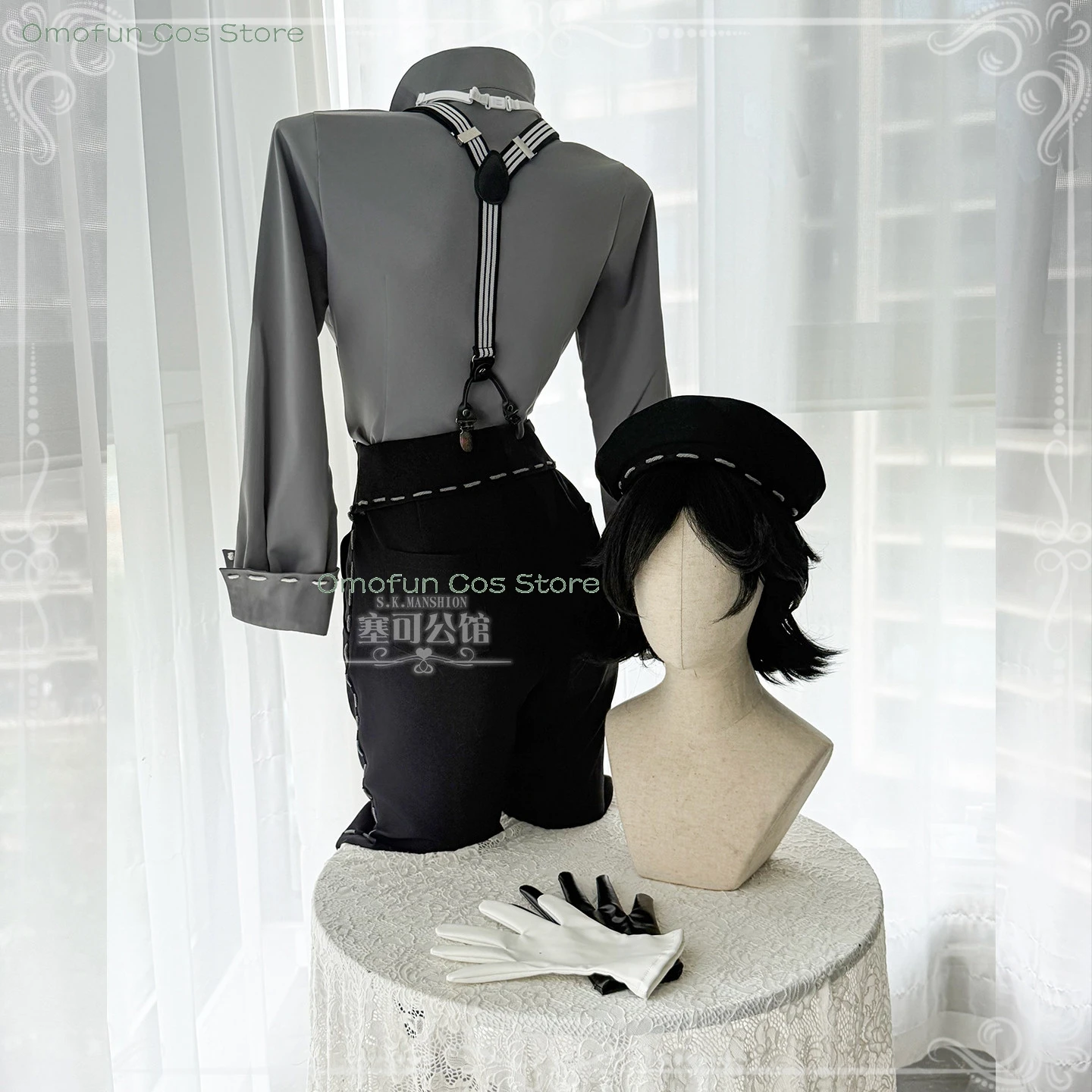 Identity V Mime Artist Cléo Decroux Unisex Cosplay Set – Grey Suit + Wig + Mask, 2026 Halloween Survivor Roleplay Costume - view 3