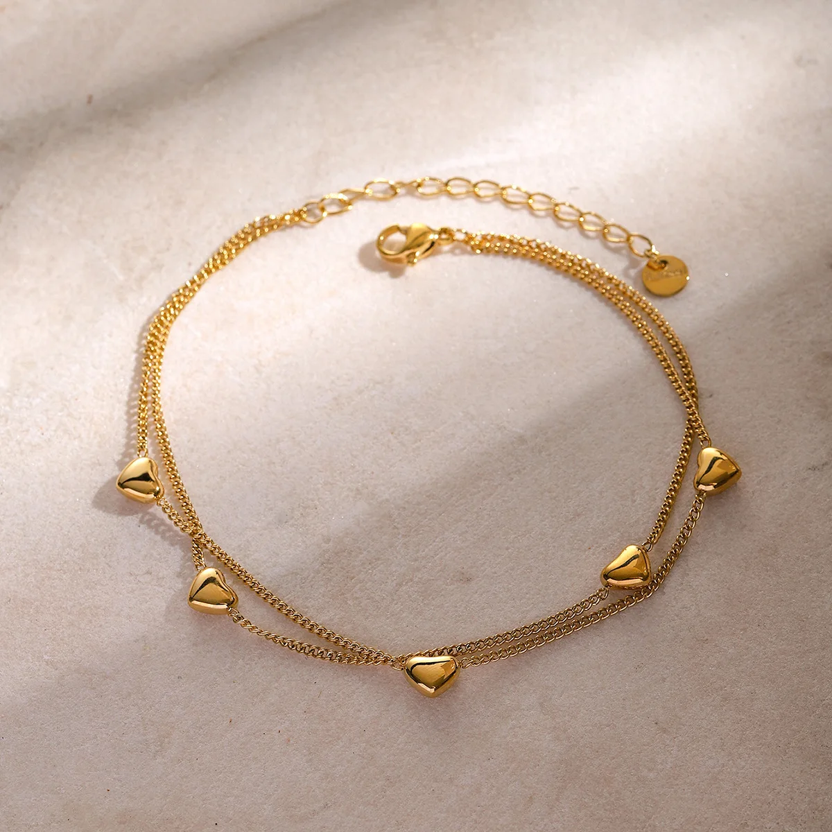 

Stainless Steel PVD 18K Gold Plated Tarnish Waterproof Heart Big Foot Chain For Woman Jewelry Wholesale Trendy