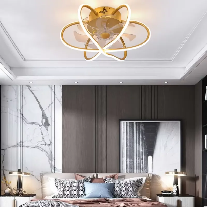 Modern LED Adjustable Speed Ceiling Fan Light Simple Design for Living Room Bedroom Restaurant Nordic Style Decorative Lighting
