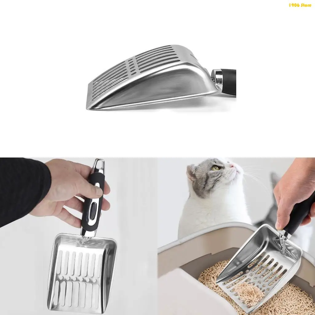 U1JB Cats Litter Scoops Metal Sifting Hollowed Deep Shovel Metal Handle