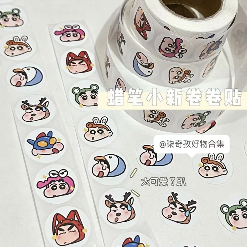 500 Sheets Crayon Shin-Chan Stickers Cute Kawaii Anime Adhesive Tape Stickers Hand Account Book Dot Sticker Decorate Gifts