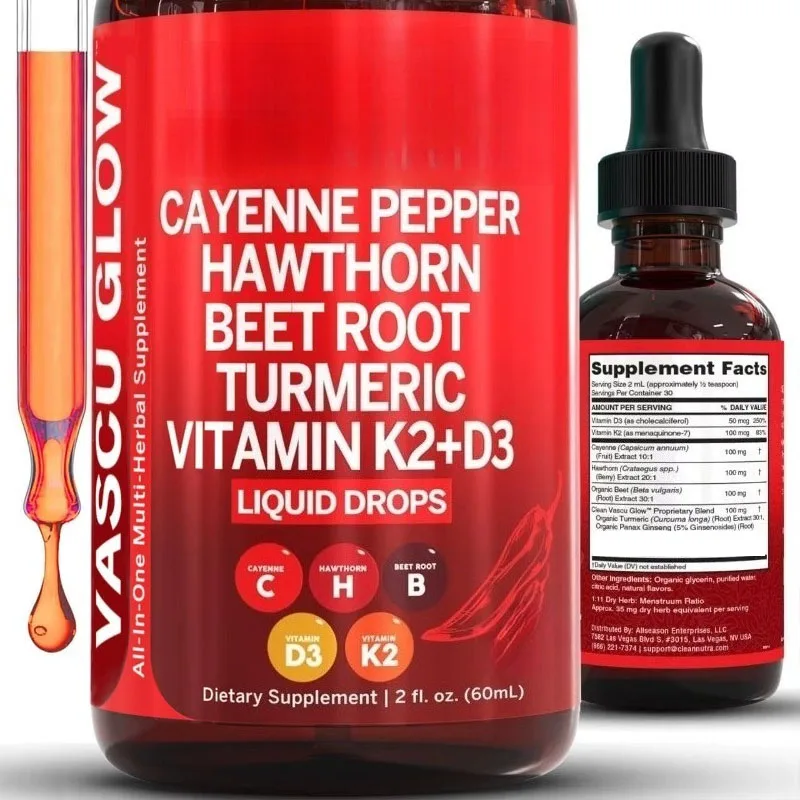 

Жидкая добавка Clean Nutra с перцем кайенским, ягодами боярышника, витаминами D3 и K2, порошком свеклы, цейлонской корицей и куркумой