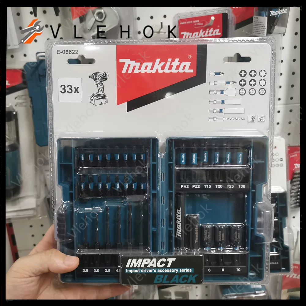 Makita 33PCS Set Impact black Torsion Screwdriver Bit Set Durability Socket Tool Parts E-06622