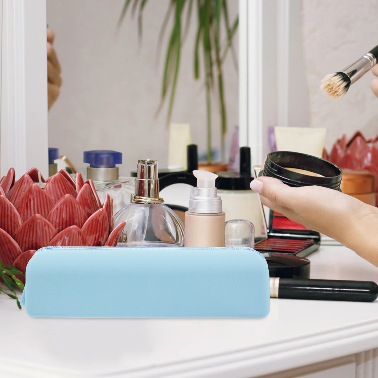 

Silicone Makeup Bag Large Capacity Waterproof Travel ganizer Sky Blue Clear Cosmetics Toiletries Storage Brush Holder Pouch
