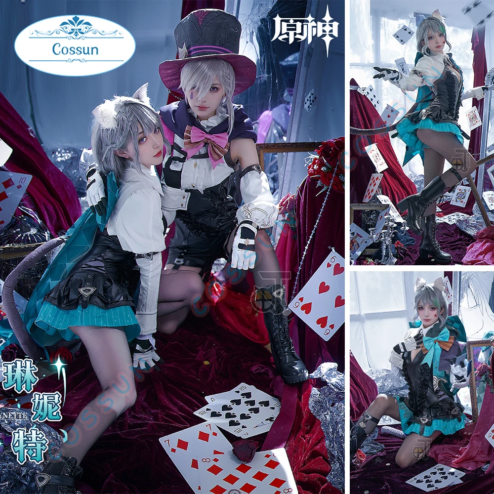 Game Genshin Impact Cosplay Lynette Costume Party Dress Suit Witch Clothing Halloween Carnival Uniform