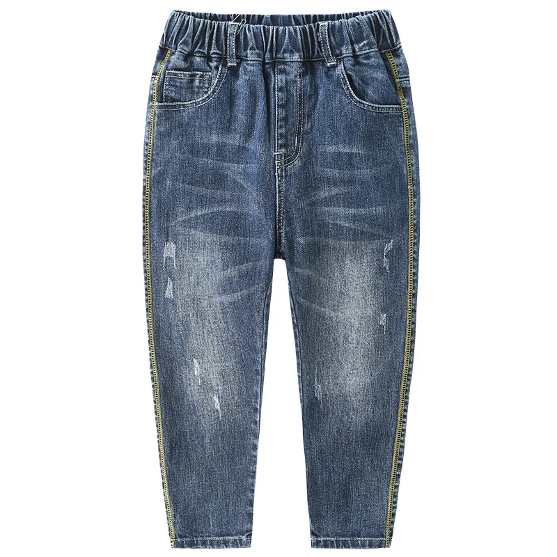 Kids Boys Jeans Young Casual Trousers 4-11 Years Children Denim Long Pants Elastic Waist Pants Spring Autumn Slim Jean