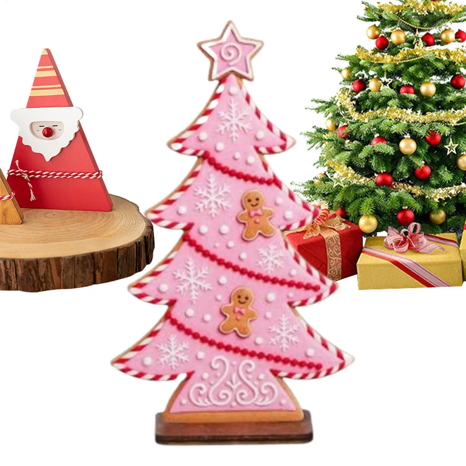 

Пряничные деревянные рождественские елки, праздничные коллекционные фигурки-пряничные рождественские украшения для стола для настольного стола