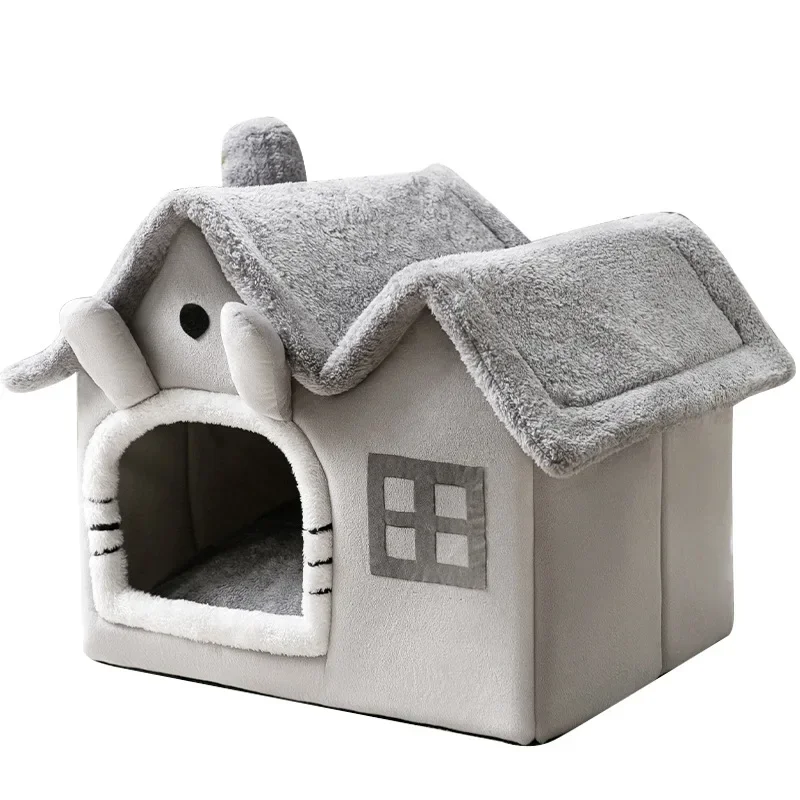 Casa dobrável para cães e gatos pequenos e médios, tapete de cama, ninho quente, produtos para animais, cesta para cachorros, sofá para inverno