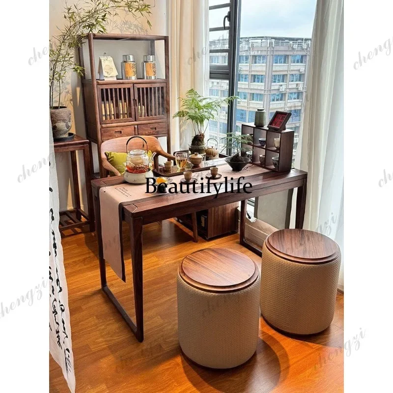 K153 Balcony tea antique family table and chairs household living room balcony small apartment tea table integrated