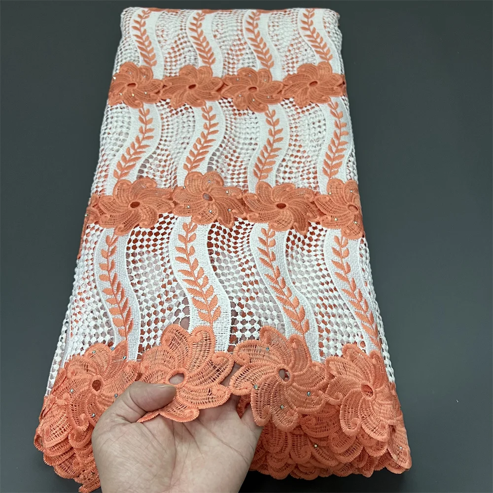 

2025 новейшее африканское нигерийское высокое качество с тюлем, кружевная ткань, гипюровое платье с вышивкой, блестки, 5 ярдов, ZJ035