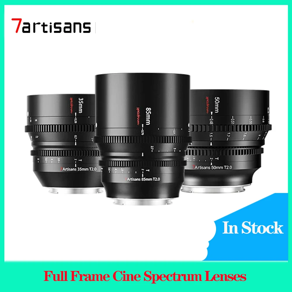 

7artisans 35mm 50mm 85mm T2.0 Full Frame Cine Camera Lens Spectrum Lenses for Sony E FX3 Canon R5 Panasonic S5