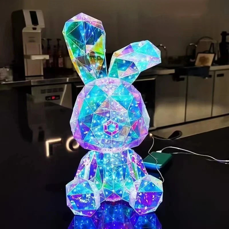

Postmodern Designer Floor Lamps Holiday Art Decorative Illustrated Luminous Rabbit Lantern Children's Bedroom Study Table Lights