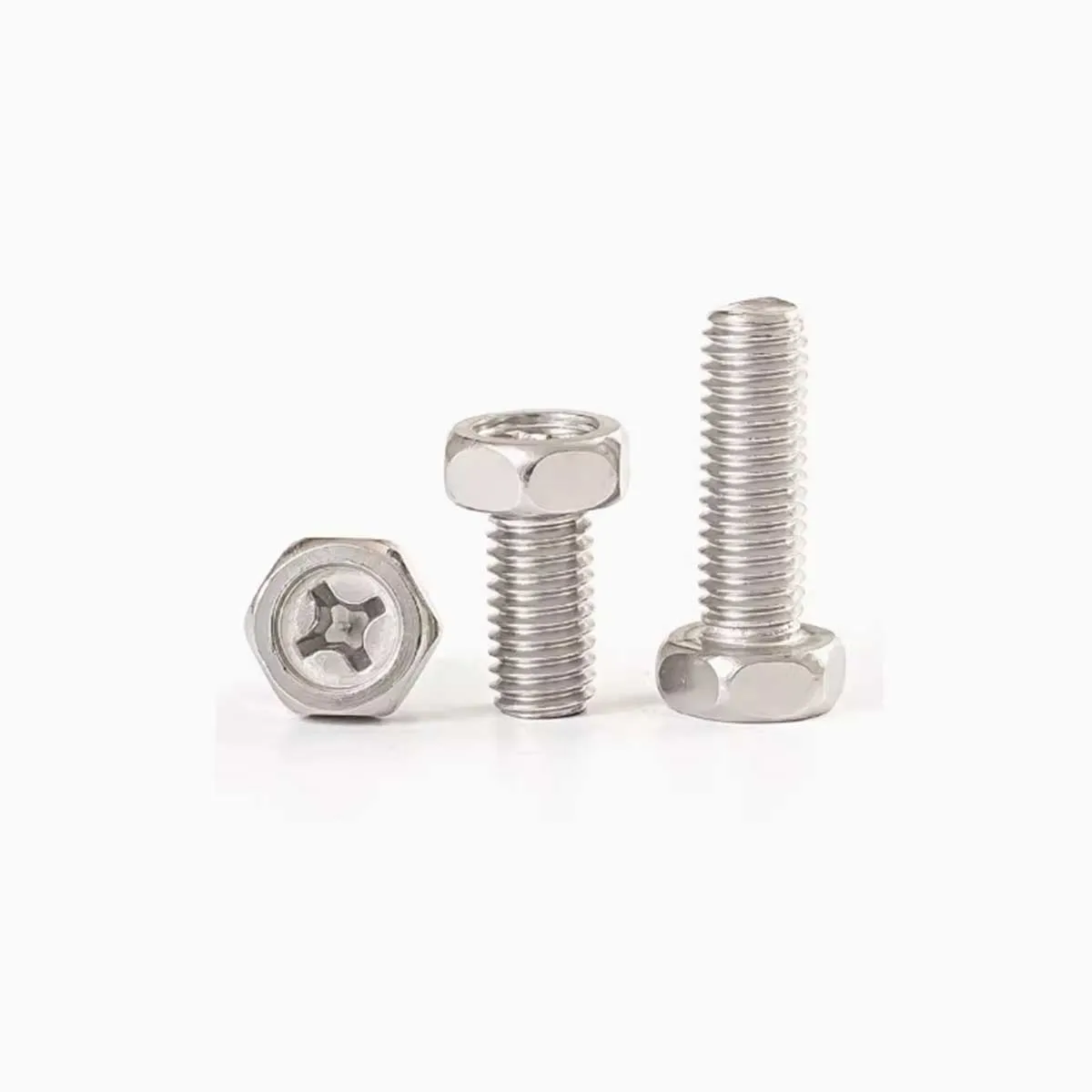 GB29.2 304 Stainless Steel Cross External Hexagonal Screw With Concave Groove, M3M4M5M6M8