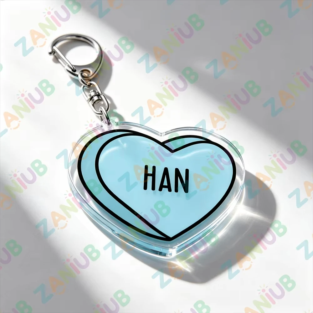 Kpop Boys Band Member Name Keychains Candy Color Love Heat Keyrings Jewelry Key Ring Purse Phone Bag Charm Fans Friends Gifts - view 4