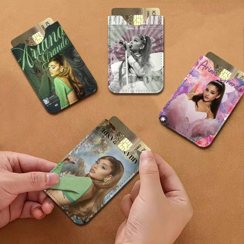 POPULAR Ariana Grandee Lightweight Leather Card Holder Palm Pattern Protective Cover for Bus Card ID Card Compact Size