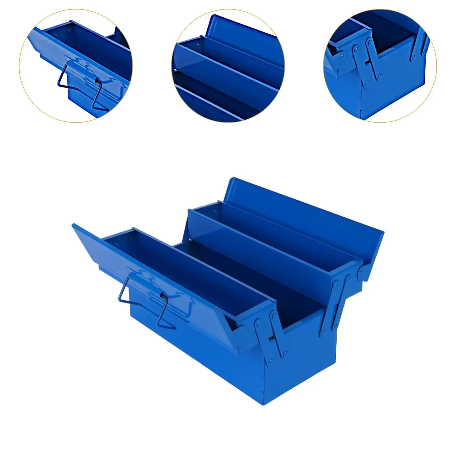 Metal Tool Box Multifunction Household Container Heavy Duty Organization with Handle Carrying Case Double Layer Tool Storage Box