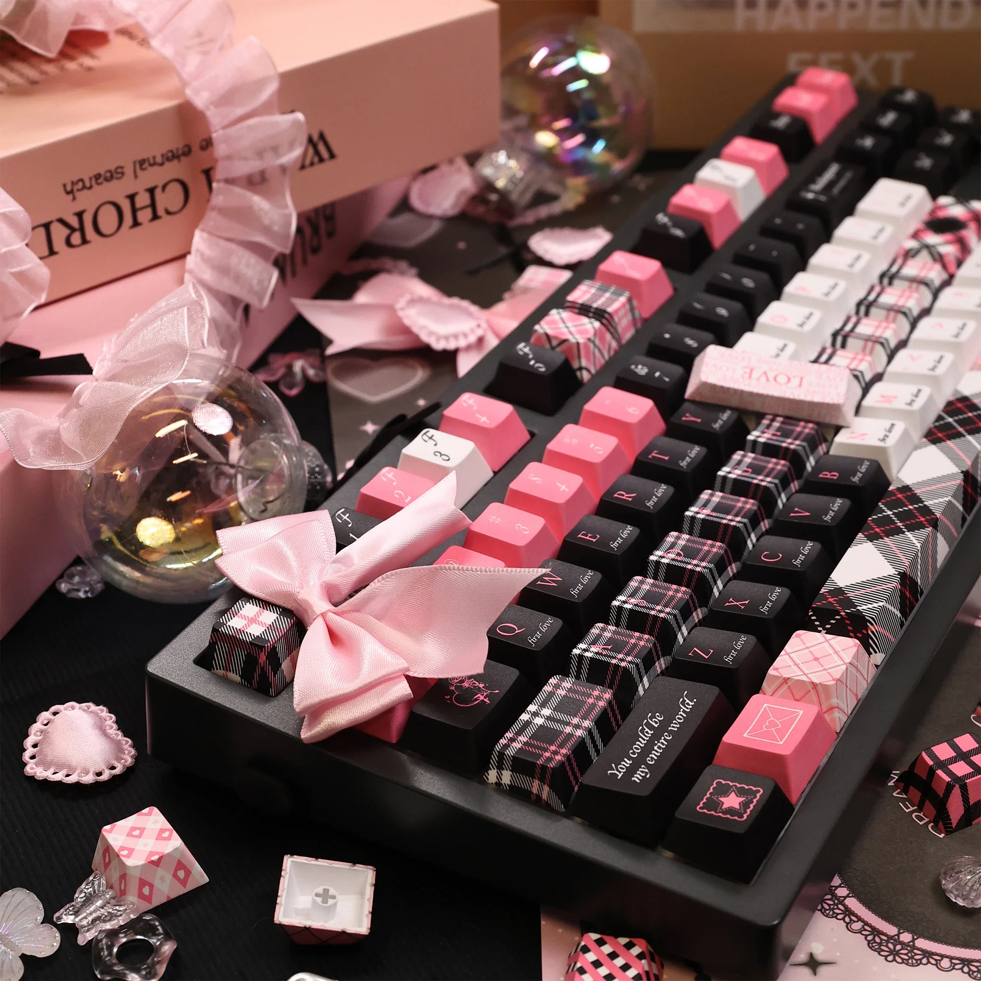 127 Keys First love Keycaps Keyboard Key PBT Chreey Profile Gaming Key Caps for Mechanical Keyboard Accessories 64/68/87/104