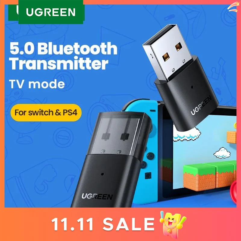 UGREEN USB Bluetooth 5.0 Transmitter Audio Adapter For Airpods PC Computer PS4 Pro Nintendo Switch Bluetooth Adapter TV Mode