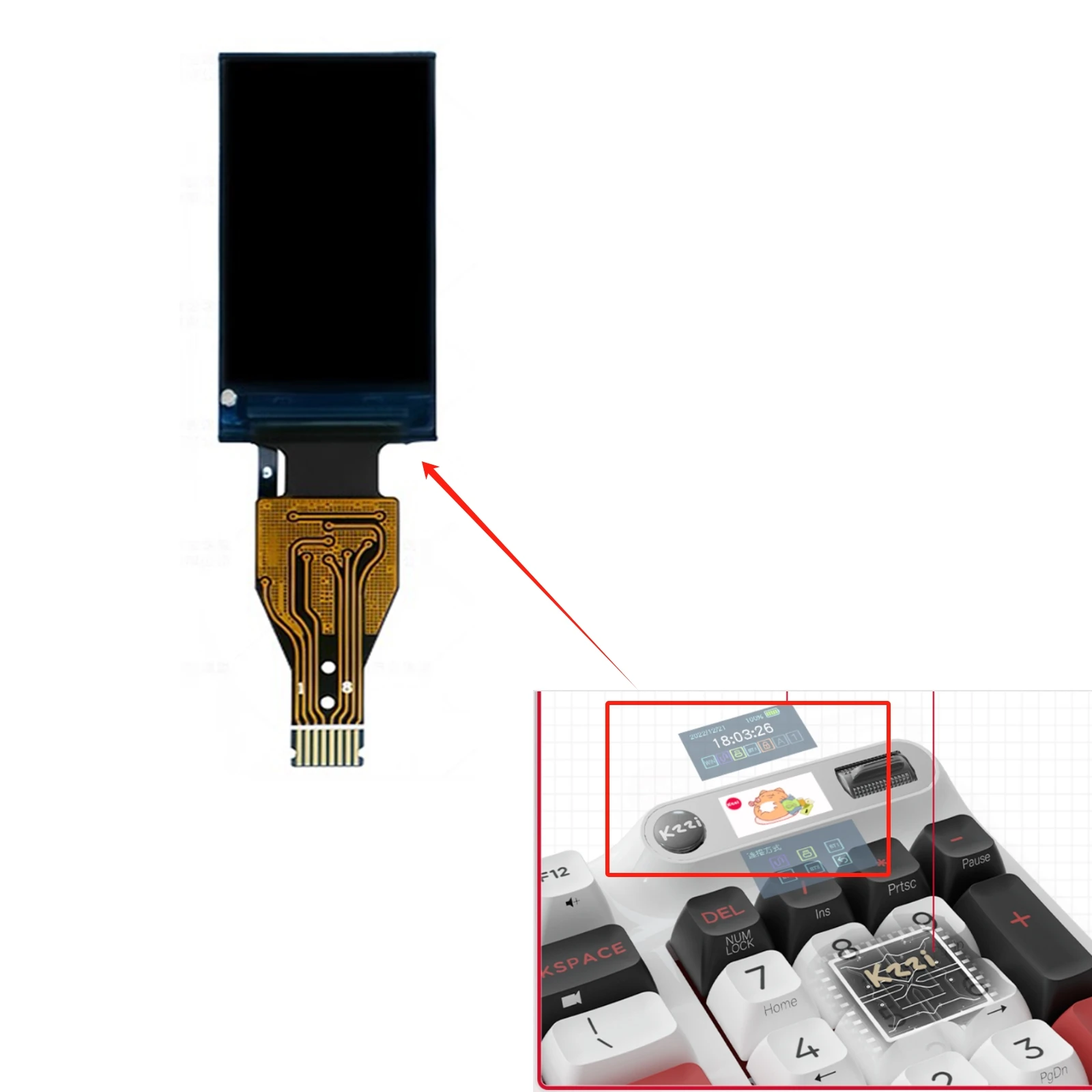 Original Replacement LCD Screen Display Panel For KZZI Z98 / Z98 Fashion Play Mechanical Keyboard DIY Repair Part Monitor Module