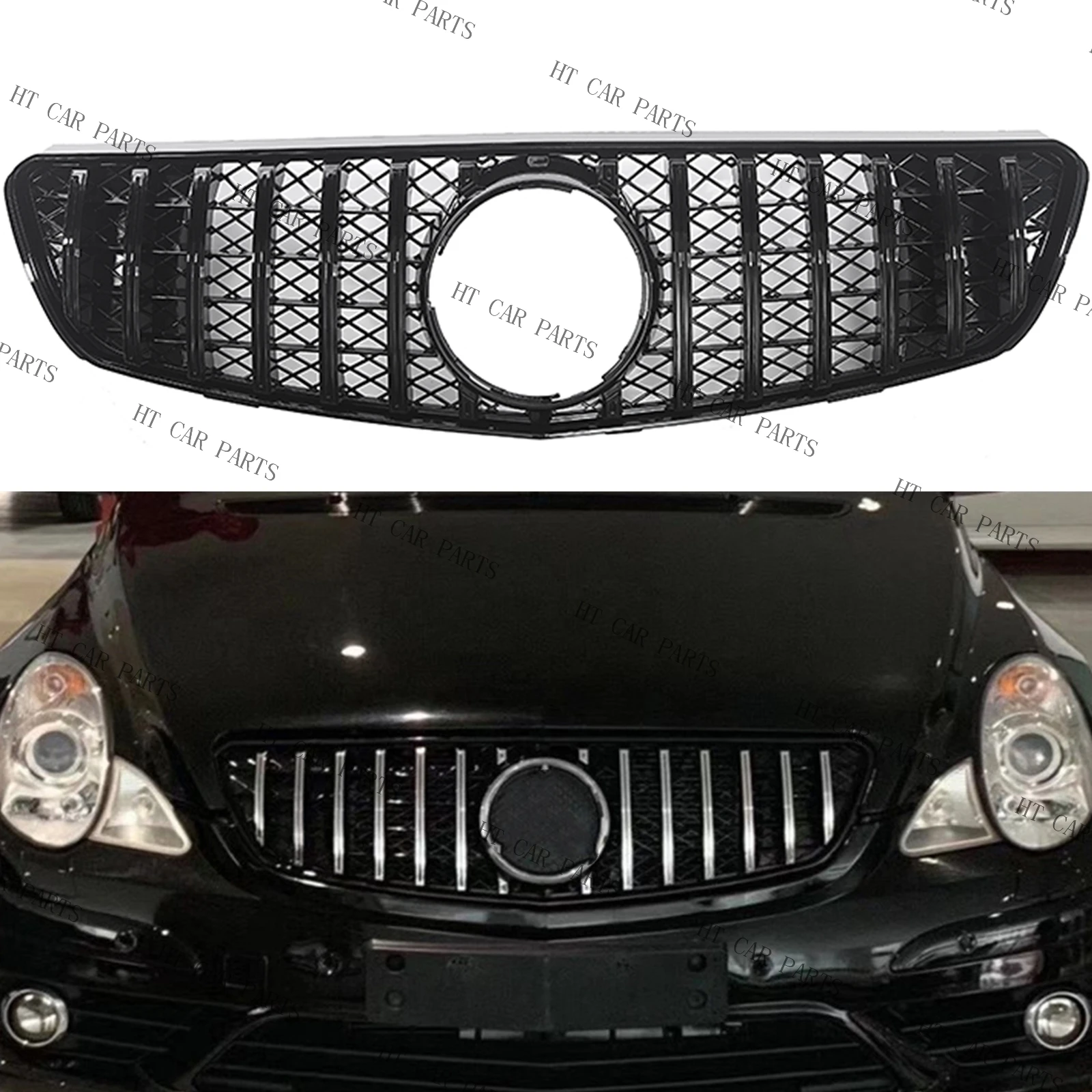 For Mercedes Benz R Class W250 2005-2010 2005 2006 2007 2008 2009 2010 1 Piece Black GT Style of Front Bumper Grille Mesh