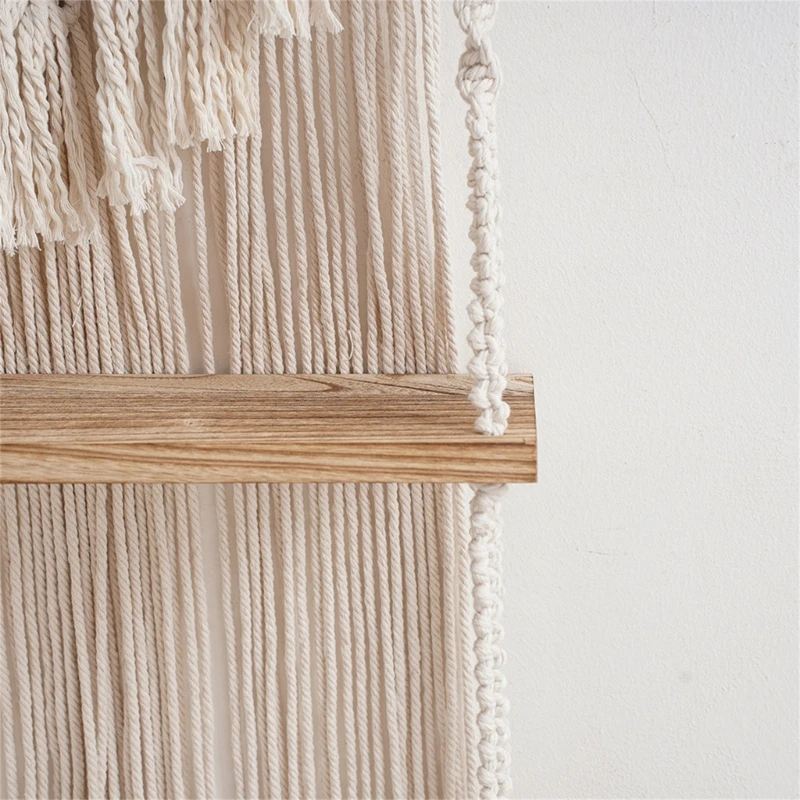 Wall Cotton Rope Woven Plant Hangers DIY Handmade Fringe Tapestry Wall Hangings Shelf Floating Shelf