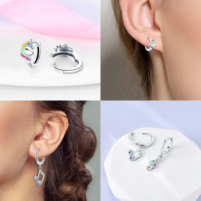 Hot Sale Bee Earrings For Girl Lovely Yellow Black Dancing Bee Happy S925 Hoop Earrings Birthday Gift Silver Jewelry view 5