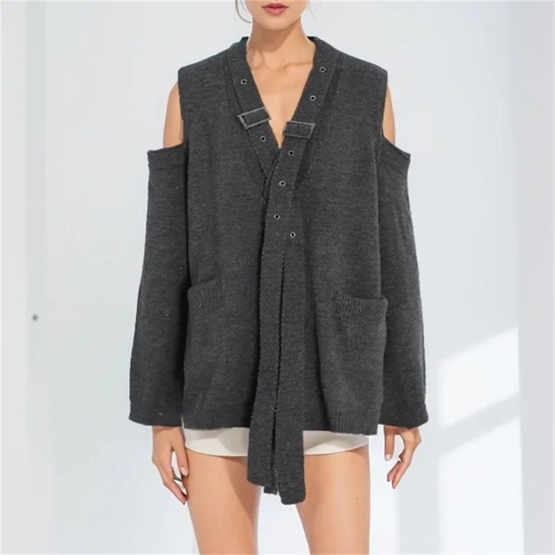 Women Sweater Blazer 1 Piece Sexy Hollow Casual Business Jacket Coat Loose Style Spring Outfit