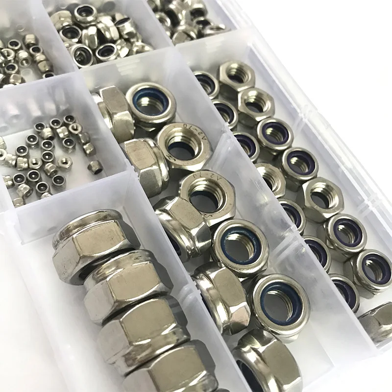 Schloss Mutter 240 stücke Nylon Lock Mutter 304 Edelstahl M2 M 2,5 M3 M4 M5 M6 M8 M10 M12 hex Hexagon Selbst Locking Mutter Sortiment Kit – Detail 7