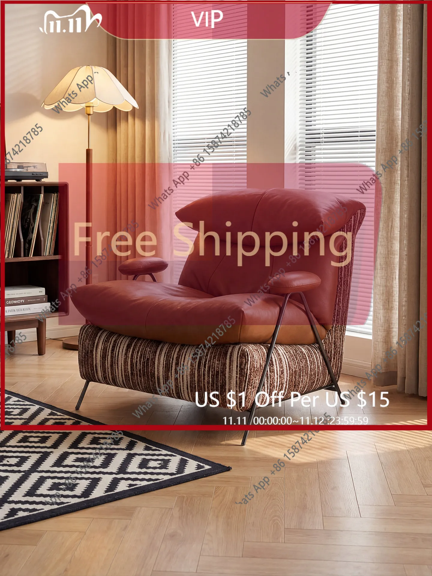 

OJ Retro leather single sofa chair living room light luxury leisure chair designer lazy recliner design sense