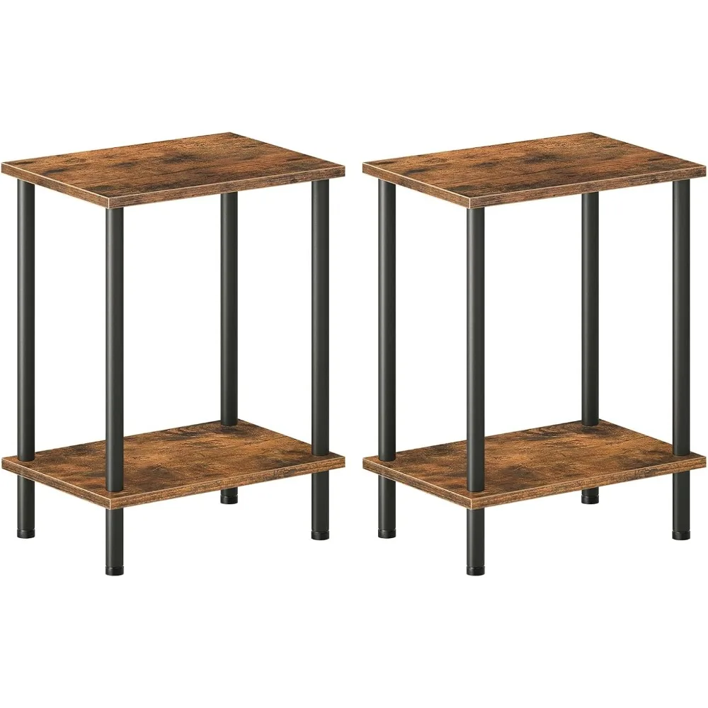 엔드 테이블 2개 세트, 작은 사이드 테이블, 2단 수납 선반이 있는 침대 옆 테이블, 작은 공간을 위한 소파 테이블, 거실,