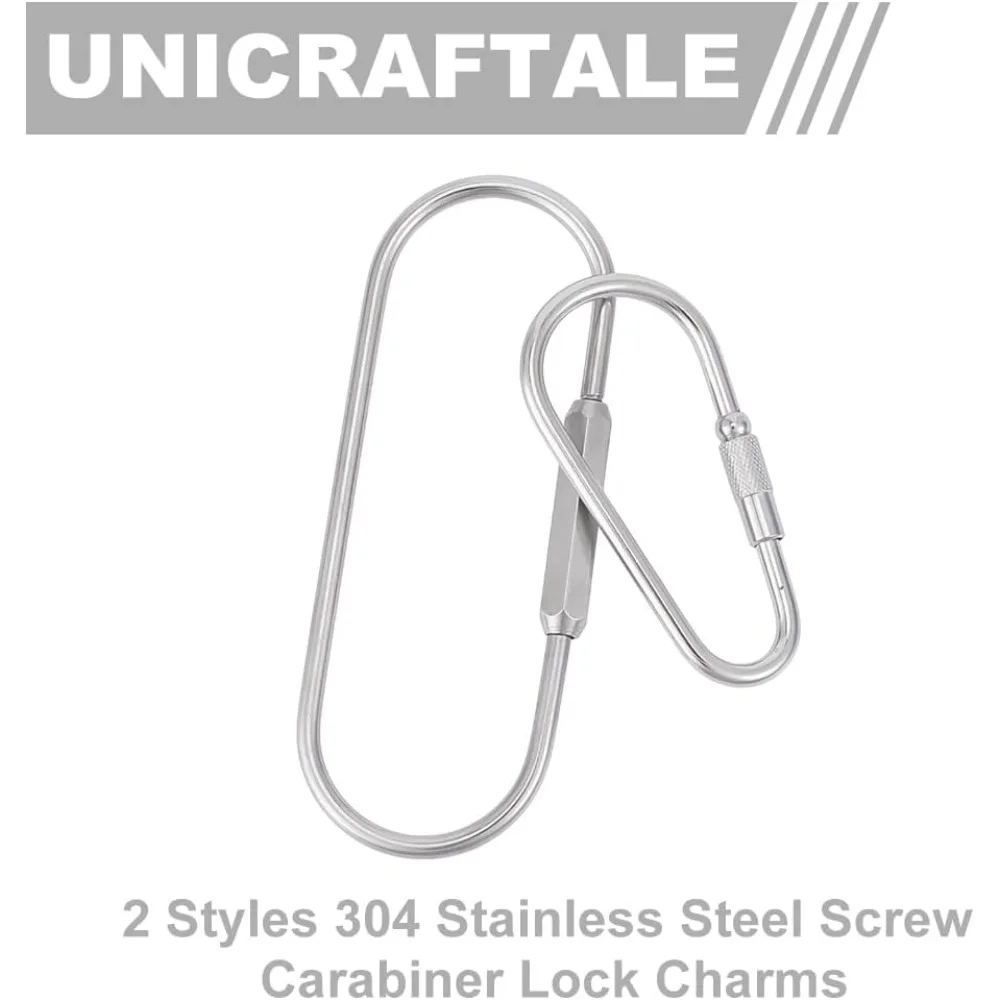 4 ชิ้น 2 รูปแบบ 304 สแตนเลสสตีลสกรู Carabiner ล็อค Clasps สกรูโลหะล็อคพวงกุญแจ Carabiner Clasps พวงกุญแจรูปไข่ชุด