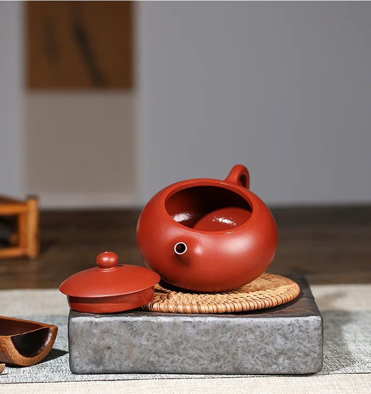 

200ml Yixing Purple Clay Flat Xishi Teapot, Original Ore Da Hong Pao Tea Pot, Gongfu Tea Set, Gift for Presenting