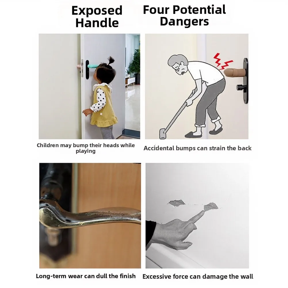 2 Pack Silicone Door Handle Protectors for Standard Interior Doors to Manage Handle Movement and Preserve Wall Finish