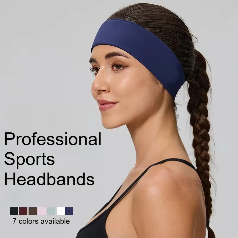 Women Sports Sweat Headband Wide Elastic Yoga Hair Bands Non Slip Quick Dry Running Fitness Gym Workout Hair Wrap Turban Head