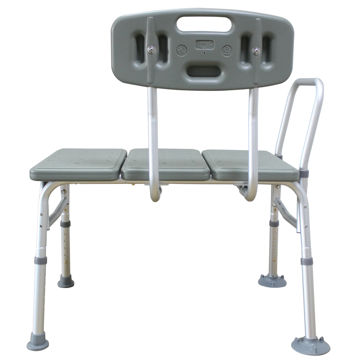 

Medical Bathroom Safety Shower Tub Aluminium Alloy Bath Chair Transfer Bench with Back & Handle Gray