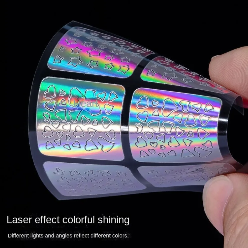 6/12/24/36pcs Laser Nail Sticker Set Holographic Adhesive Nail Art Decal Manicure Design Hollow Nail Art Sticker Manicure Tool