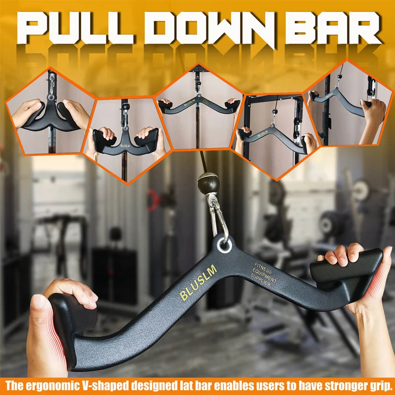 

Heavy Duty Cable Pulldown Bar Multi-Grip Adjustable for Home Gym Commercial Fitness Equipment Multi-Purpose Strength Training
