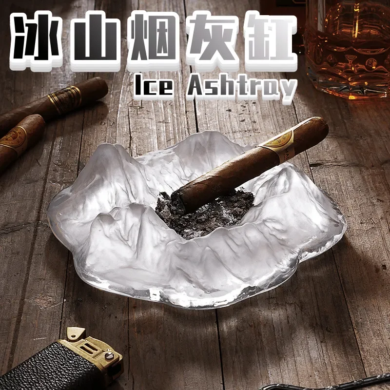 Nordic Style Creative Crystal Ashtray Modern Home Decor Living Room Ornament Unique Iceberg Design Cigarette Holder for Table