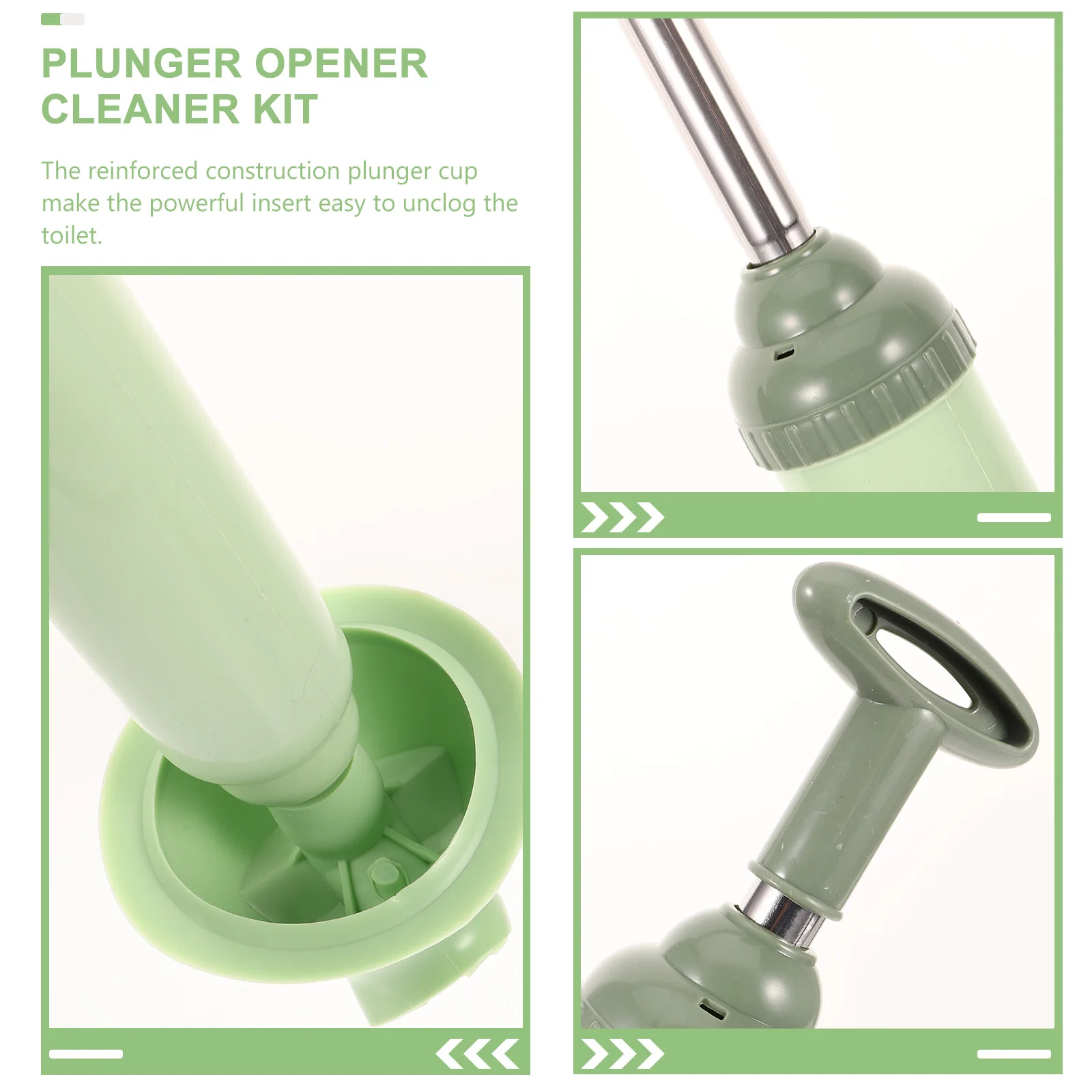 

High Pressure Toilet Plunger Pump Vacuum Bathroom Blockage Remover Heavy Duty Long Handle Wood Rubber Unclog Tool