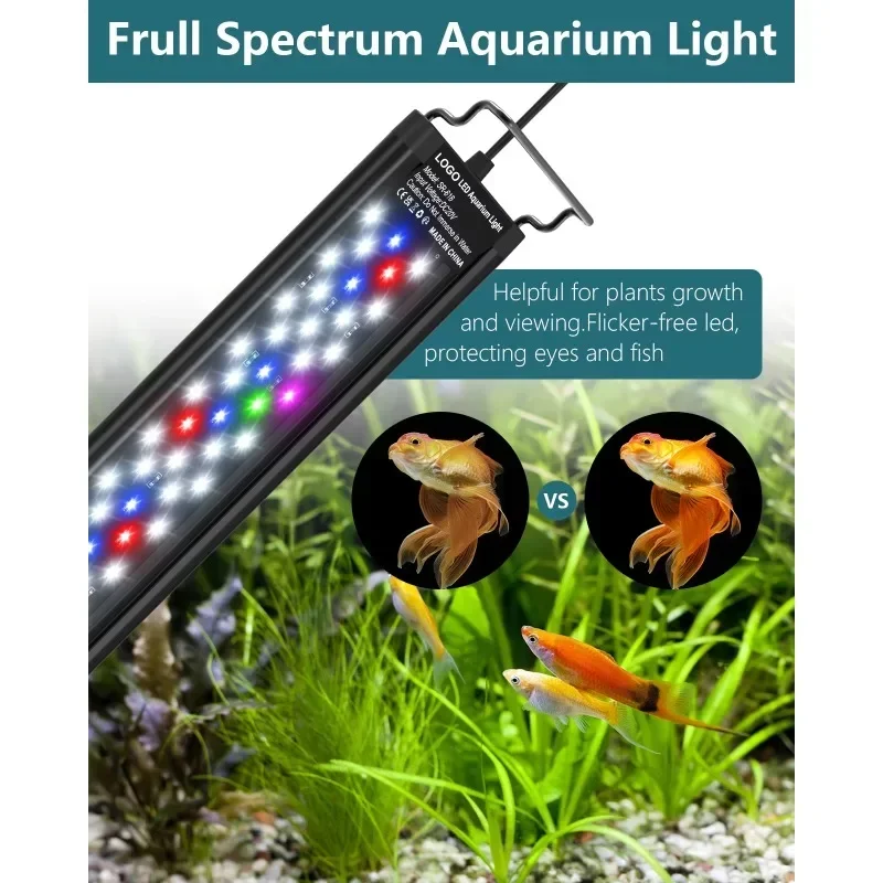 30-120 CM Full Spectrum Fish Tank Light Lamp with extendable brackets Led Aquatic Planted Aquarium Light For Live Plant Tank