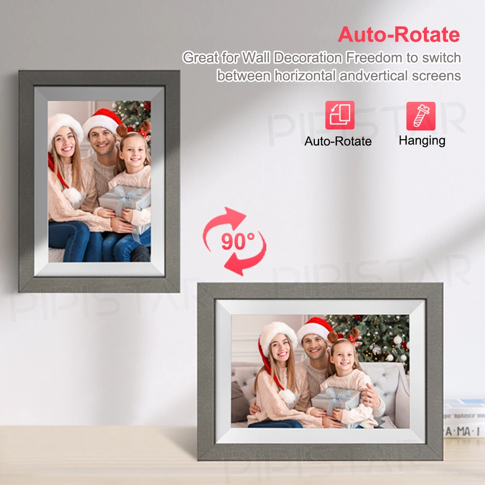 إطار صور رقمي مقاس 10.1 بوصة من Frameo إطار صور رقمي ذكي واي فاي، شاشة لمس 1280 × 800 IPS عالية الوضوح، ذاكرة 32 جيجابايت