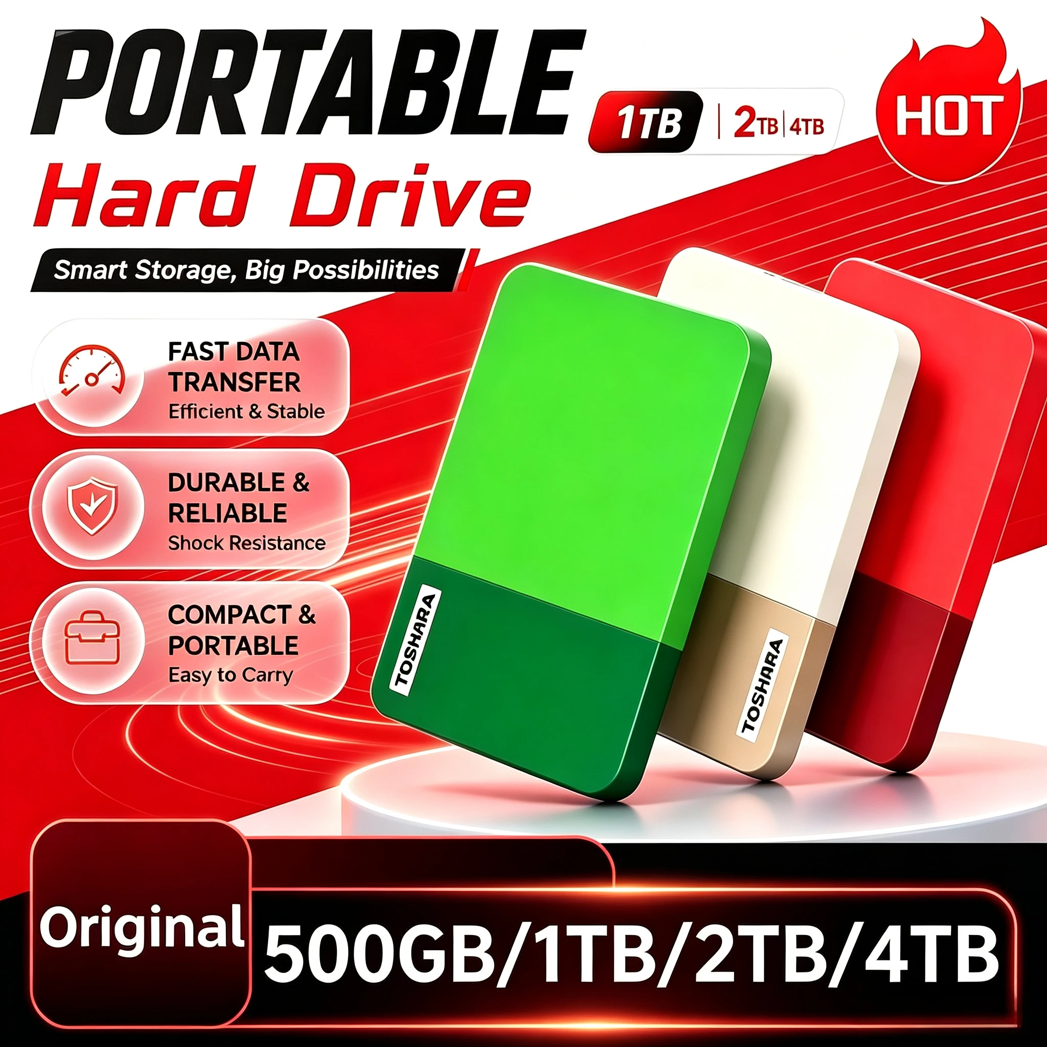 Multi-color External Hard Drive selection Portable 4TB High Speed Disk For Laptop Desktop Mac Android Phone Mobile Data Backup