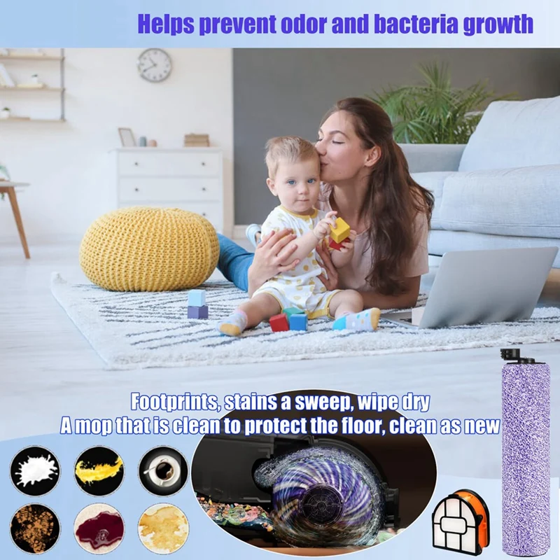 Brushroll & Filter Bundle For Shark AW201 WD201 WD201 WD101 WD100 WD201C WD101C Vacuum Cleaner Replacement Parts