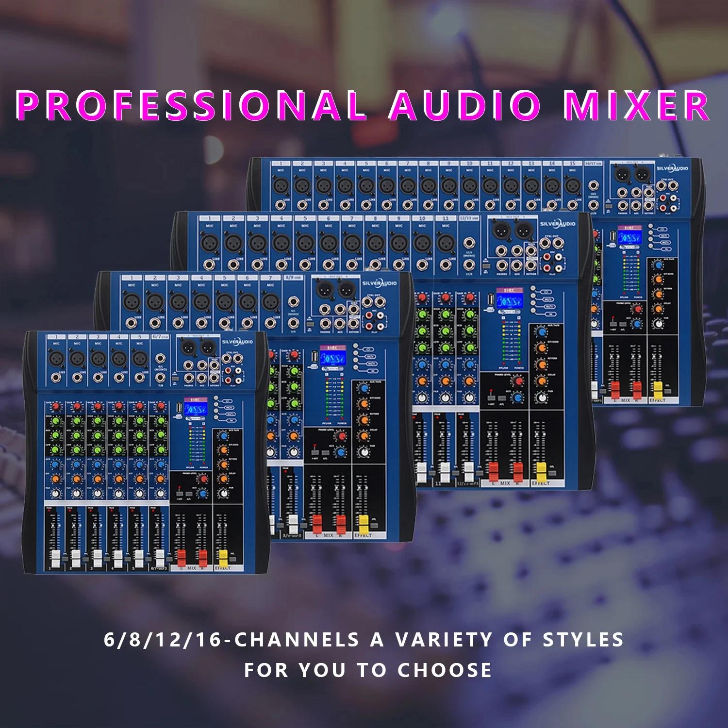 

GAX-CT6 Professional live karaoke mixer 6-channel audio mixer for stage wedding performance with reverberation effect and BT USB